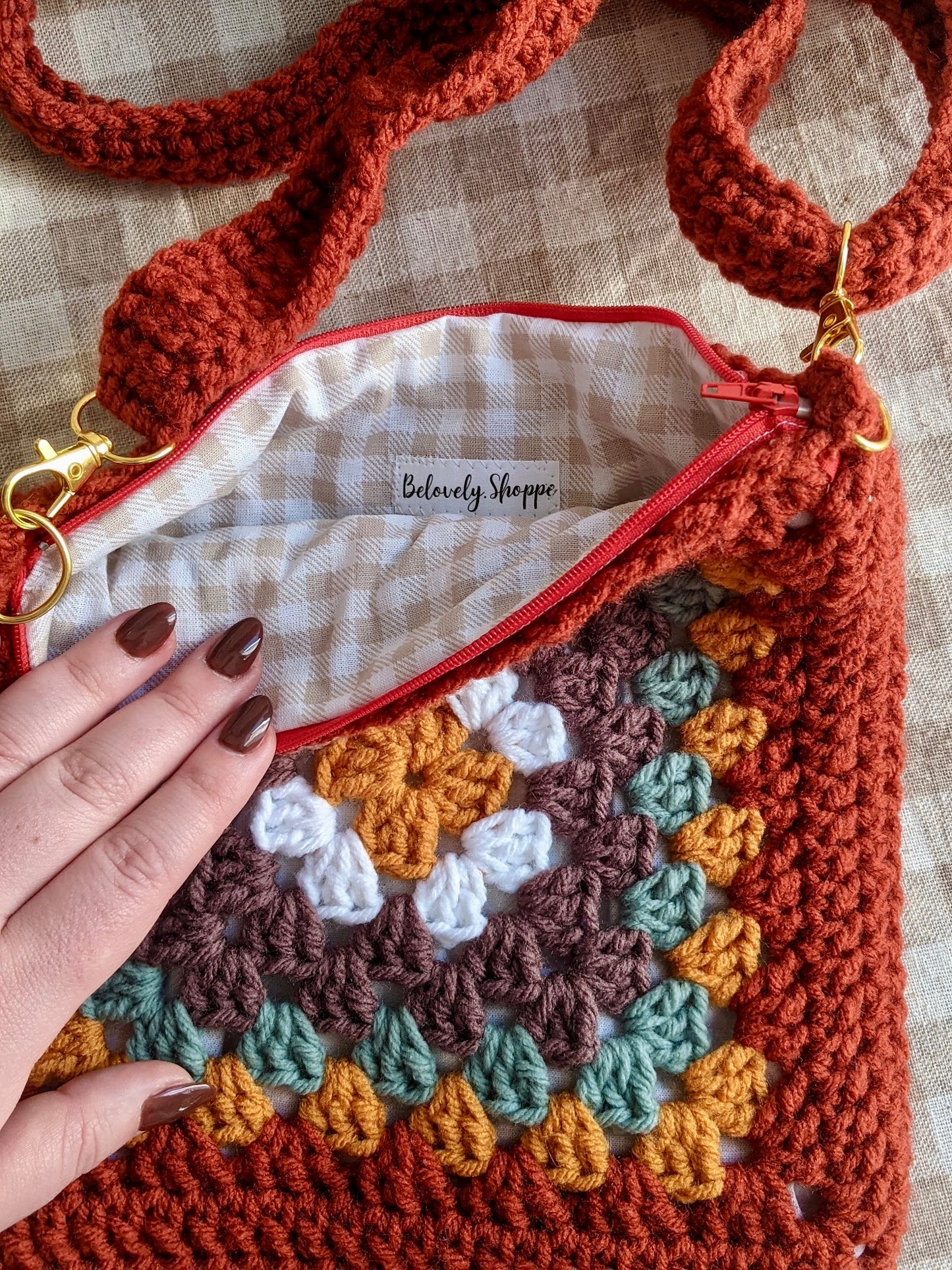 Red- Granny square crossbody