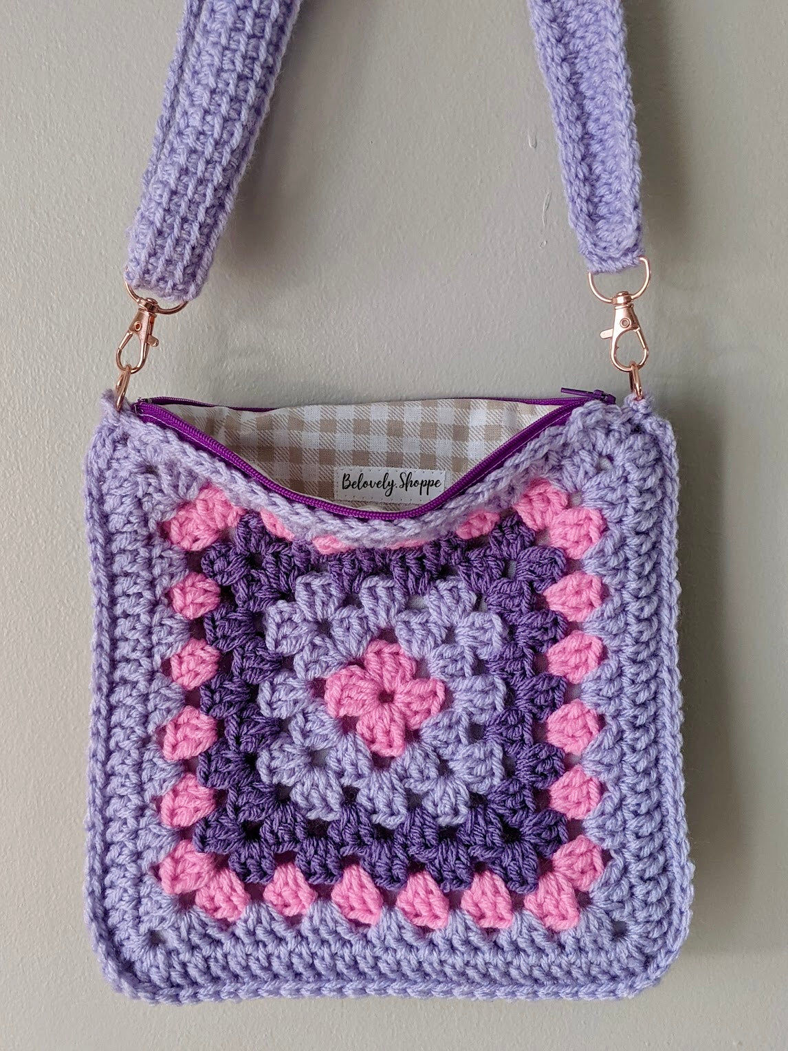 Purple Granny square crossbody