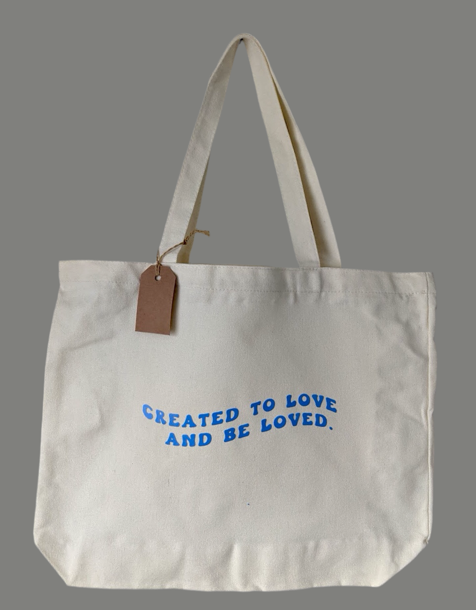 Created to love and be loved tote