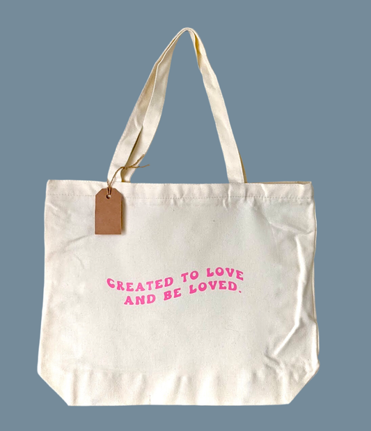 Created to love and be loved tote