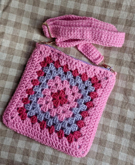Pink- Granny square crossbody