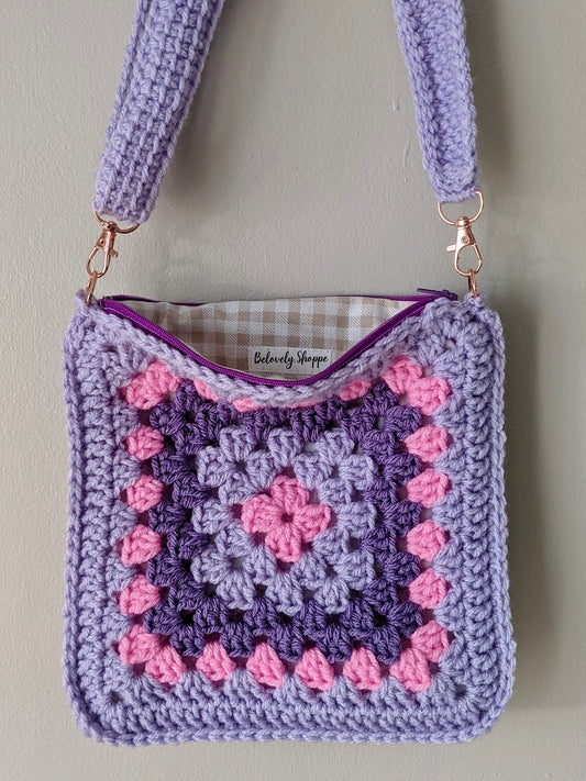 Purple Granny square crossbody