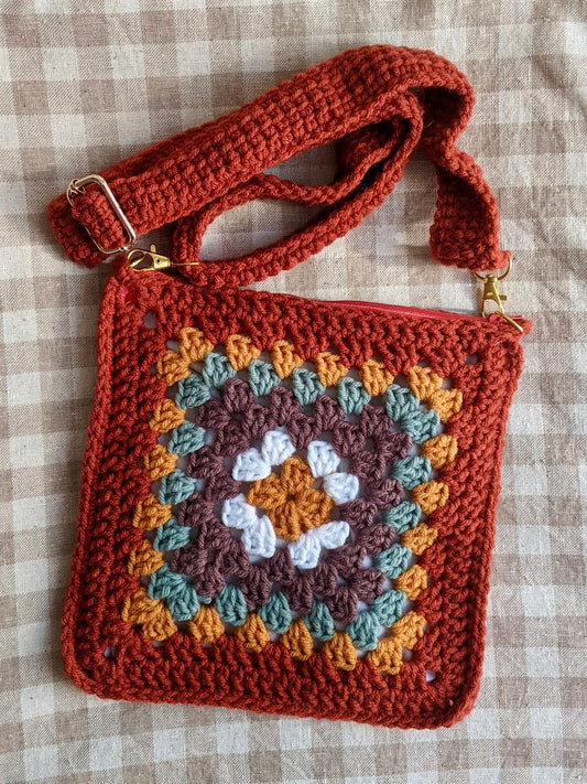 Red- Granny square crossbody